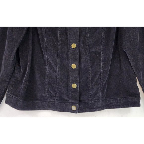 Cathy Daniels Jacket Womens Large Black Corduroy Rhinestone Western Snap On - Picture 8 of 11
